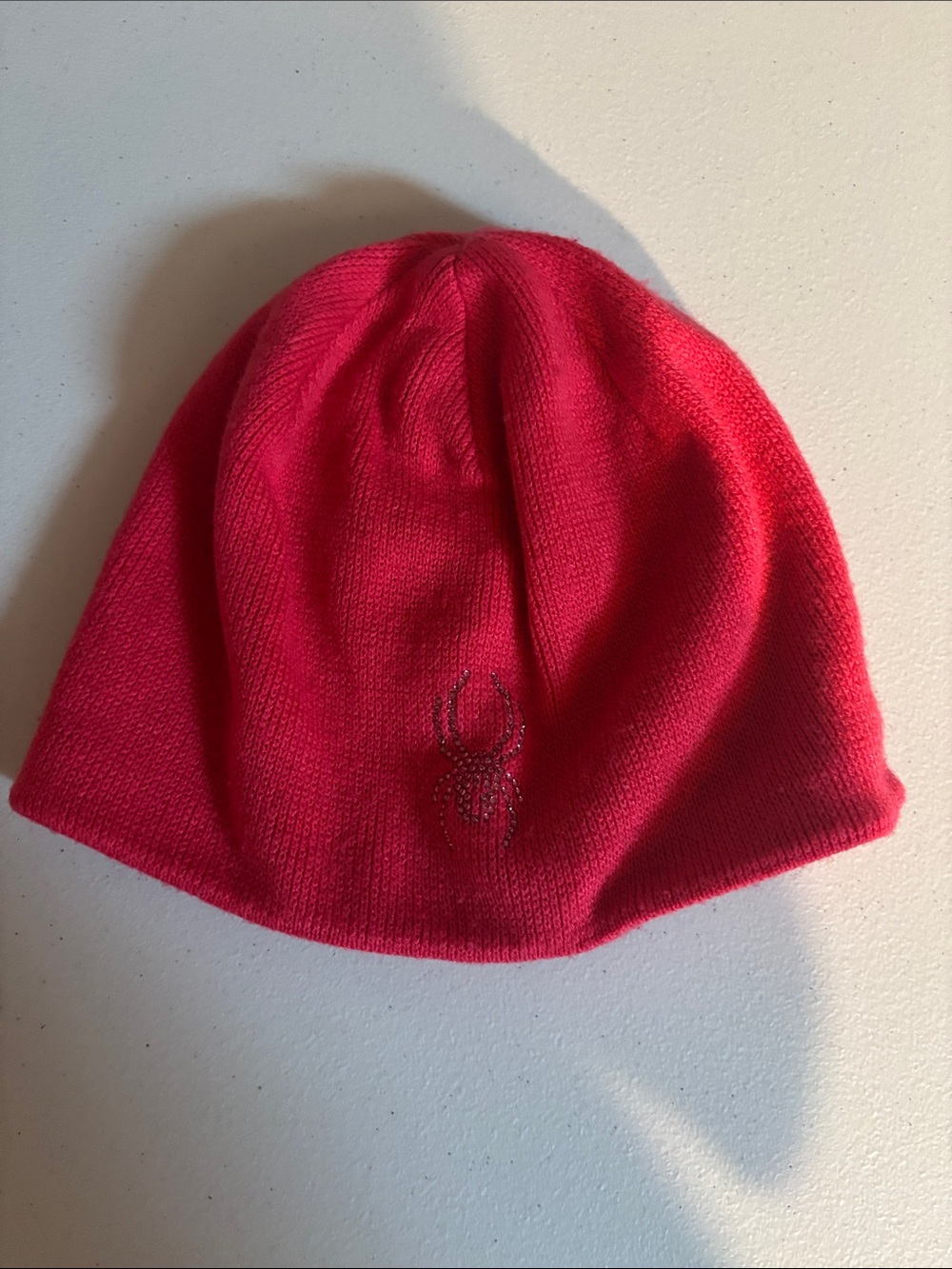 Spyder Kids Hot Pink Knit Beanie with Rhinestone Spider